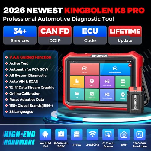 KINGBOLEN K8 Pro OBD2 Scanner, 8'' Bidirectional Scan Tool, 34+ Reset