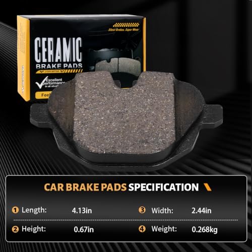 D1473 Rear Ceramic Brake Pads Kit Fit For BMW 528i 2011-2016, For 528i xDrive 2012-2016, For 530e 2018-2022, For 530e xDrive 2018-2022, For 530i 2017-2022, For 530i xDrive 2017-2022 - size: HZ1473