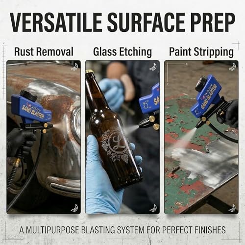 LE LEMATEC Sand Blaster Gun Kit for Air Compressor Rust Removal - style: Siphon Ceramic Function