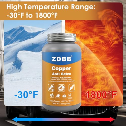 ZDBB Copper Anti-Seize Lubricant Anti Seize Compound for Spark Plugs, Brake Pads, Thread and Nuts Automotive High Temp Antiseize Grease Copper Paste with Brush Top Bottle,8oz - color: Copper Anti-Seize Lubricant, size: 8 oz (1-Pack)
