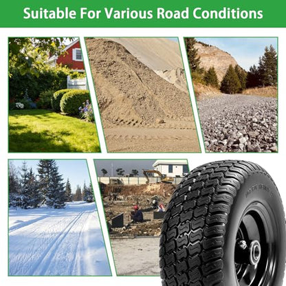 11x4.00-5 Flat Free Lawn Mower Tires and Wheel,Zero Turn Lawn Mower Replacement Tires,11x4-5 Solid Tractor Turf Tire with 3.4" Centered Hub, 3/4" & 5/8" & 1/2" Bushings (2-Pack) - size: 11x4-5 Flat Free Tire(Black Rim)
