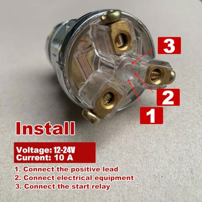 Boat Ignition Switch with Keys 3-Position 12V-24V Waterproof Universal - color: 3-position
