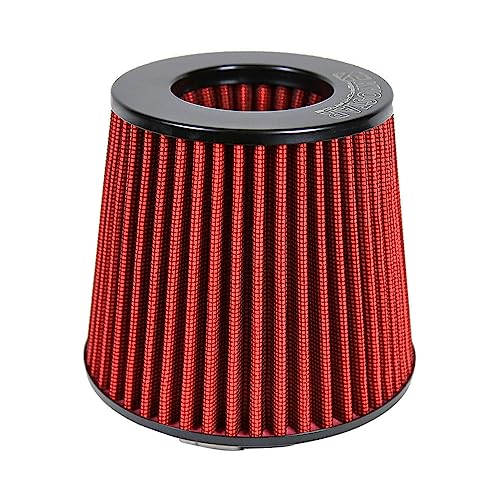 KYOSTAR Universal 3" (76mm) High-Flow Air Filter, Reusable Cone Cold Air Intake, High Performance, Washable, Clamp-On Car High Flow Dry Air Kit, Flange Diameter: 3 Inch, Filter Height: 6.1 Inch, Red - color: 3" (76mm) , Red