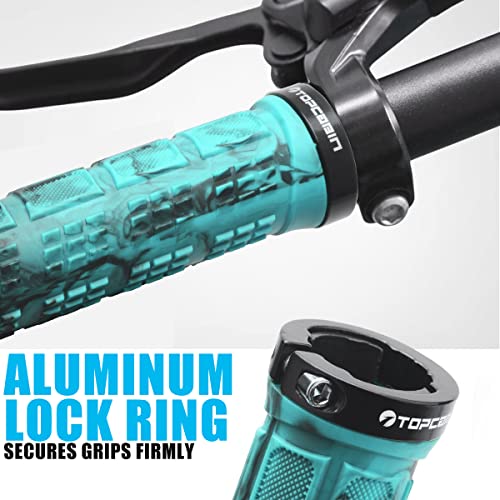 TOPCABIN Double Lock Bicycle Handlebar Grips - Rubber Comfortable BMX Mountain Bike Grips - color: Cyan Green Camouflage