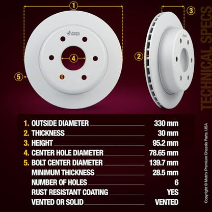 Metrix Premium Chassis Parts 304&330mm F/R Brake Rotor Kit Fits Cadillac - size: 96332MT