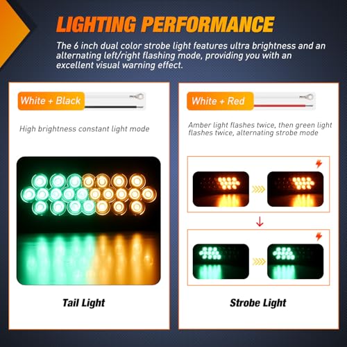 Nilight Strobe Lights 2PCS 6Inch Oval 24LED Amber Green Warning - color: 2Pcs Amber Green 24Led Strobe Lights