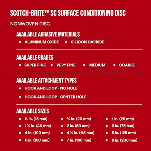3M Scotch-Brite Surface Conditioning Disc for Sanding – Metal Surface Prep – Hook and Loop – Aluminum Oxide – Very Fine Grit – 5” diam. – Pack of 10