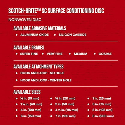 3M Scotch-Brite Surface Conditioning Disc for Sanding – Metal Surface Prep – Hook and Loop – Aluminum Oxide – Very Fine Grit – 5” diam. – Pack of 10