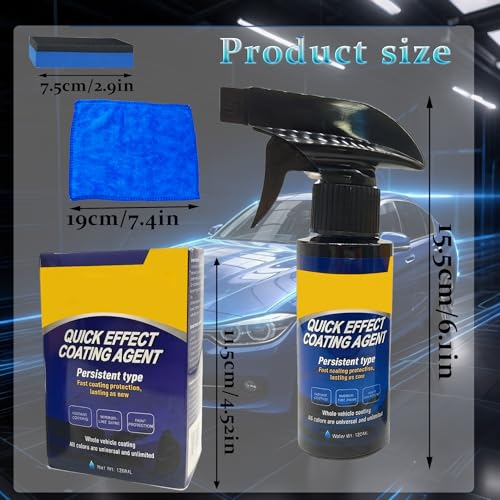 2Pack Quick Effect Coating Agent for Car, Quick Effect Coating Agent,Waterless Wash & Polish,Car Coating Spray for Shine & Protection,Quick Acting Paint Protection & Glass Cleaner(120ml+Brush+Towel)*2 - color: 2 Pack: Quick Effect Coating Agent