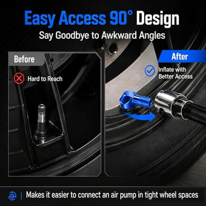 90° Tire Valve Stems 11.3mm Aluminum Forged for Scooter E-Bike ATV - color: Blue