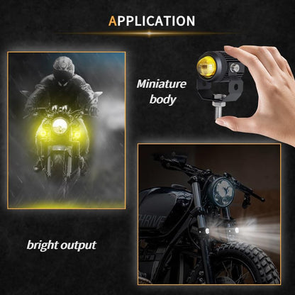 AUTOXBERT 2PCS Motorcycle LED Driving Fog Lights，60W High Low Beam White and Amber Lights Motorcycle Auxiliary Spotlight for Jeep Offroad ATV SUV