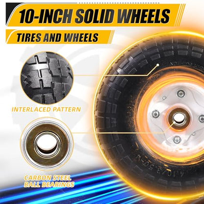 MZREXN 2-Pack 10" Flat Free Solid Tires 4.10/3.50-4 Tire and Wheel - color: White