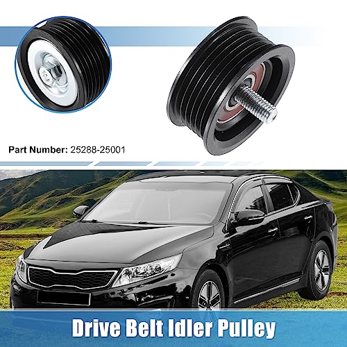 X AUTOHAUX Driver Belt Upper Idler Pulley Tensioner No.2528825001 for Kia Sportage Optima Forte Sorento for Hyundai Tucson Sonata Santa Fe Belt Idler Pulley Tensioner Timing Belt V-Ribbed