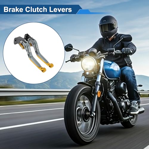 Brake Clutch Levers for Yamaha YZF-R7 21-25 6 Position Adjustable - color: Titanium Handle Gold Tone End