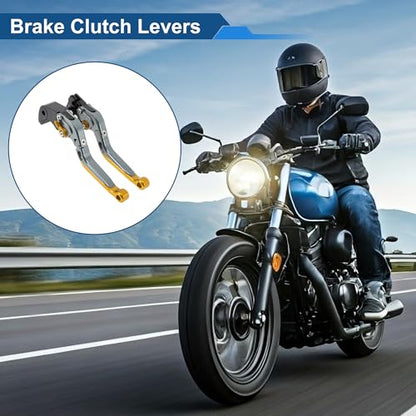 Brake Clutch Levers for Yamaha YZF-R7 21-25 6 Position Adjustable - color: Titanium Handle Gold Tone End