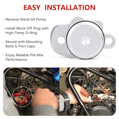 Oil Pump Block Off Kit for Yamaha PW50 PW80 Y-Zinger, w/Plug Cover, O-Ring, Bolts & Port Caps