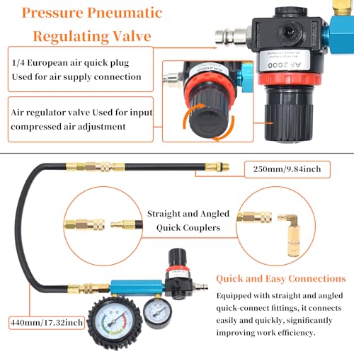 46PCS Compression and Leakage Test with Dual-Scale Diesel Pressure Gauge