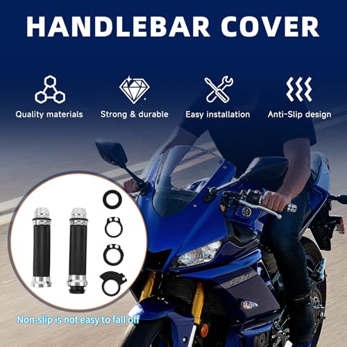 DREAMIZER 7/8 Handlebar Grips Non-Slip Motorcycle Grip w/Throttle Handle Grips Cable Clamp Compatible with Harley Honda Yamaha and More - color: Sliver