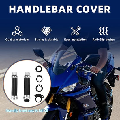 DREAMIZER 7/8 Handlebar Grips Non-Slip Motorcycle Grip w/Throttle Handle Grips Cable Clamp Compatible with Harley Honda Yamaha and More - color: Sliver
