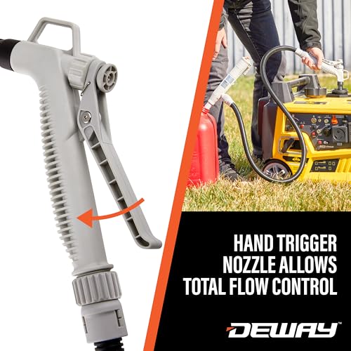 Deway Fuel Transfer Pump, WAYZSPAAHN, Gas Can Pump, 3.2 GPM, 51" Hose, 4 AA - style: Hand-Trigger Nozzle