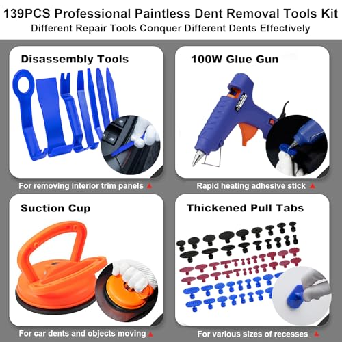 Paintless Dent Repair Kit Professional Auto Body Puller Tool-139 Pcs - size: Dent Puller Kit-139 Pack