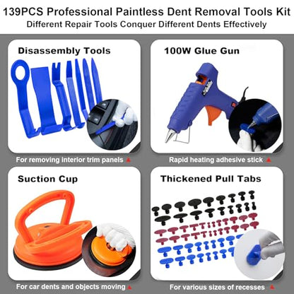 Paintless Dent Repair Kit Professional Auto Body Puller Tool-139 Pcs - size: Dent Puller Kit-139 Pack