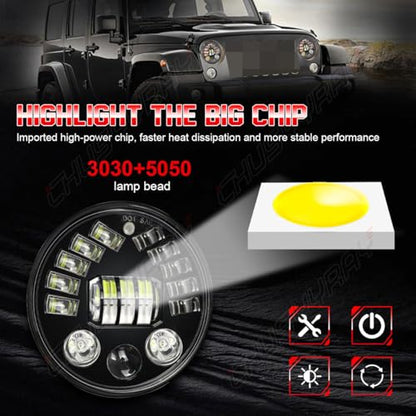 CHUSYYRAY 7'' Round Compatible with Honda Shadow Spirit 1100 750 LED Motorcycle Headlight Assembly for Off Road, High Low Beam DRL Turn Signal, DOT Approved, 10000LM 6500K White, 1PCS