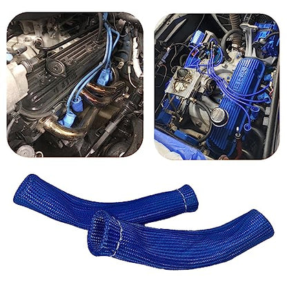 Spark Plug Wire Heat Shield 8PCS Spark Plug Boots Thermal Protection Sleeve 1200 Degree 6 inch Heat Cover Wrap for Car Truck (Blue) - color: blue