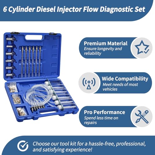 6 Cylinder Diesel Injector Flow Diagnostic Set Fuel Injectors Tester Cylinder Common Rail Adaptor Test Tool Kit
