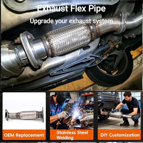 100% Stainless Steel Front Exhaust Flex Pipe For 09-12 Malibu 2.4L 52550 - size: For 2009-2012 Malibu 2.4L