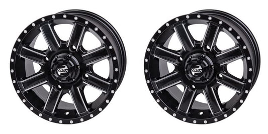 (2 Pack) 4/156 Tusk Cascade Wheel 12x7 4.0 + 3.0 Machined/Black For Yamaha RAPTOR 700 2006-2025