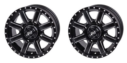TUSK (2 Pack) 4/137 Cascade Wheel 12x7 5.0 + 2.0 Machined/Black for Kawasaki Prairie 360 4X4 2003-2013