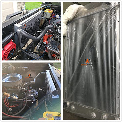 ALLOYWORKS 4 Row Radiator + Shroud + 2 x 12" Fan + Relay Fits 1973-1987 1986 Chevy C10 C20 Pickup Truck K10 K20 K30 P20 P30 R10 R20 R30 R1500 GMC Jimmy V1500 V2500 V3500 Suburban Engine Radiators