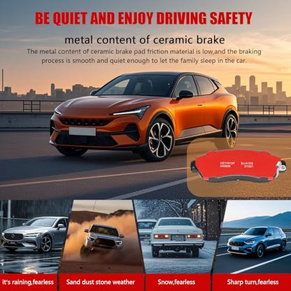 D1521 Front Ceramic Brake Pads Kit Fit For Honda Accord Crosstour 2011, For Crosstour 2012-2015, For CR-V 2012-2016, 2020-2022, For Odyssey 2011-2017, Passport 2019-2023 - style: HZ1521H