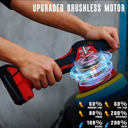 Buffer Polisher Compatible with Milwaukee M18 Battery, Cordless 6 Inch Orbital Buffer, Brushless Motor Car Buffer for Boat, Car Polishing and Waxing (Tool Only, NO Battery )