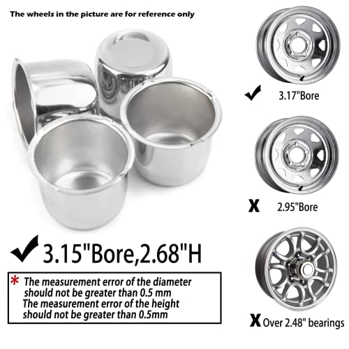 4Pcs 3.15" OD 2.68" H Push Through Trailer Wheel Center Cap for Rim - color: Chrome, size: 3.15" Hub 2.68" H