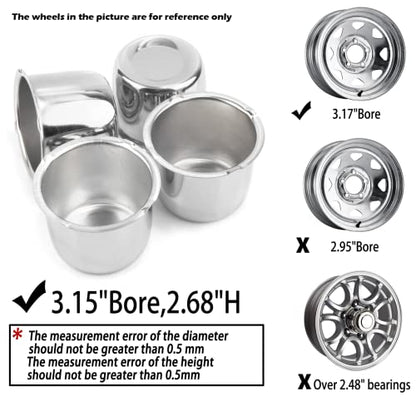 4Pcs 3.15" OD 2.68" H Push Through Trailer Wheel Center Cap for Rim - color: Chrome, size: 3.15" Hub 2.68" H