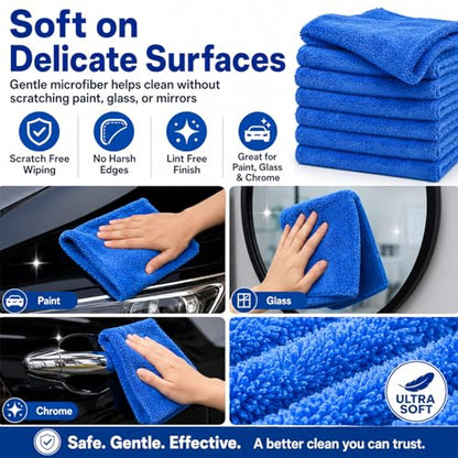 Shimeyao 30 Pcs 16 x 16 Inch Microfiber Car Towels, 500 GSM Edgeless Plush - color: Dark Blue, size: 16 x 16 Inch