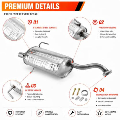 54427 Stainless Steel Rear Exhaust Muffler for 2002-2006 Honda CR-V CRV2 - size: 2002-2006 Honda CR-V