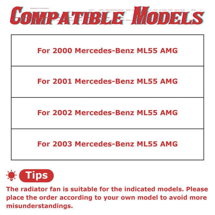 PartsFlow Radiator Brushless Cooling Fan Assembly Compatible with 2000 2001 2002 2003 Mercedes-Benz ML55 AMG OE#1635000393 - color: For Mercedes-Benz