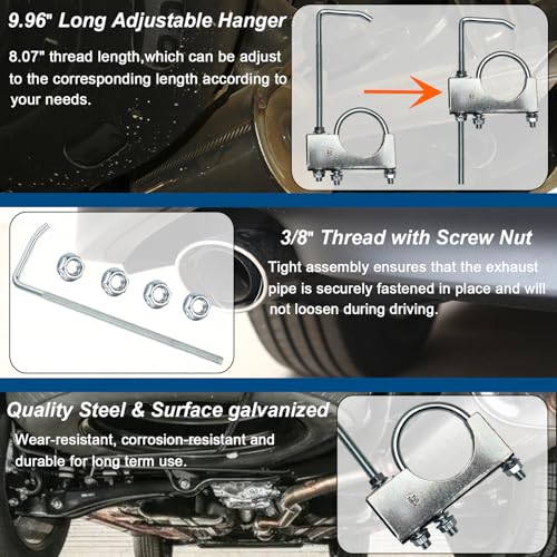 2.5" Exhaust Clamp With Hanger One-Piece Muffler Hanger, Pack of 4 - size: 2.5"-4 PACK（One-Piece)