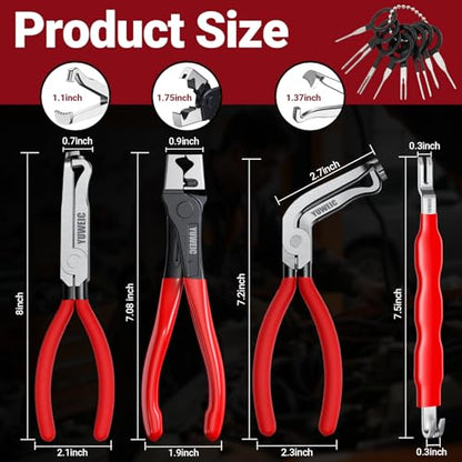 4PCS Electrical Disconnect Pliers Set, Automotive Electrical Disconnect Pliers and Terminal Pin Removal Tool Kit, Professional Automotive Tools for Most Cars, Trucks and SUVs - size: 4