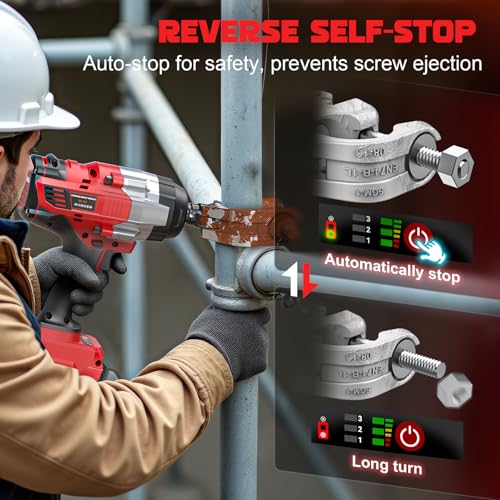 DIYtoolifz Cordless Impact Wrench 1/2 inch Compatible with Milwaukee 18v Battery, 1700 Ft-lbs High Torque Impact Driver, Electric Impact Gun with 4 Modes & LED Light for Car, Truck, Mower(Bare Tool) - size: 1/2 inch, style: Compatible with Milwaukee 18v B