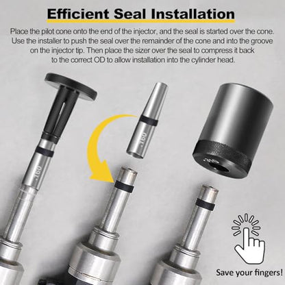 34720 Injector Seal Installer Kit Compatible with Ford, GM and Subaru Many Engines fit for Hitachi Bosch Continental Fuel Injectors Seals (8 PCS)
