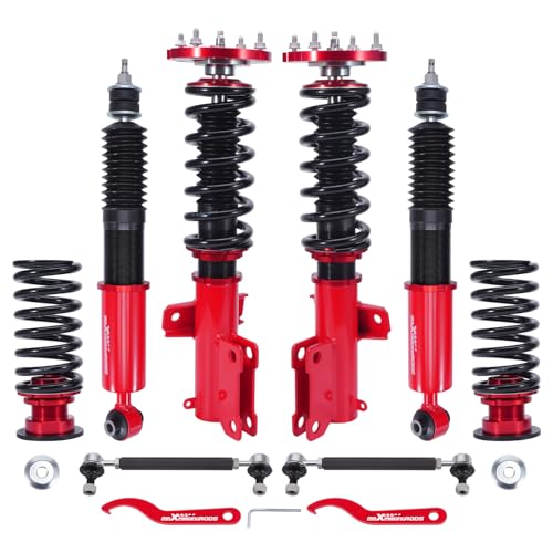 maXpeedingrods Coilovers for Ford Mustang 2005-2014, 24 Levels Adjustable Damper Coilovers Suspension Kit, Height Adjuatble Shock Absorber Strut, Lowering Kit Red - color: Red