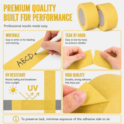Frienda 30 Pack 1800 Total Yards Yellow Painters Tape Bulk