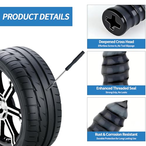 OMFU 70 PCS Screw Plugs for Emergency Flat Tires Repair Tire Plug Kit