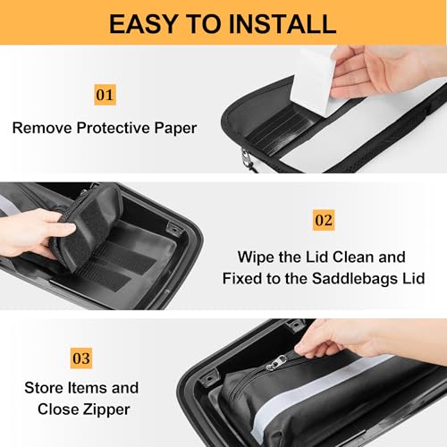 Rexmica 2pcs Hard Saddlebag Lid Organizer Fit for Harley Davidson 1993-2022