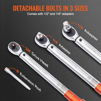 VEVOR Torque Wrench 3/8-inch Drive 10-80ft.lb/14-110n.m Click Torque Wrench - size: 3/8" 4 PCS