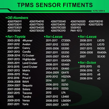 315MHZ Pre-Programmed TPMS Sensor Fits for:-Toyota for:-Lexus - size: 4260706011